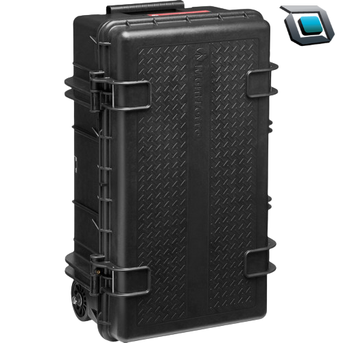 Estuche rígido Manfrotto MB PL-RL-TH55 con ruedas, asa telescópica e interior acolchado modular para transportar equipos fotográficos y de video de forma segura.