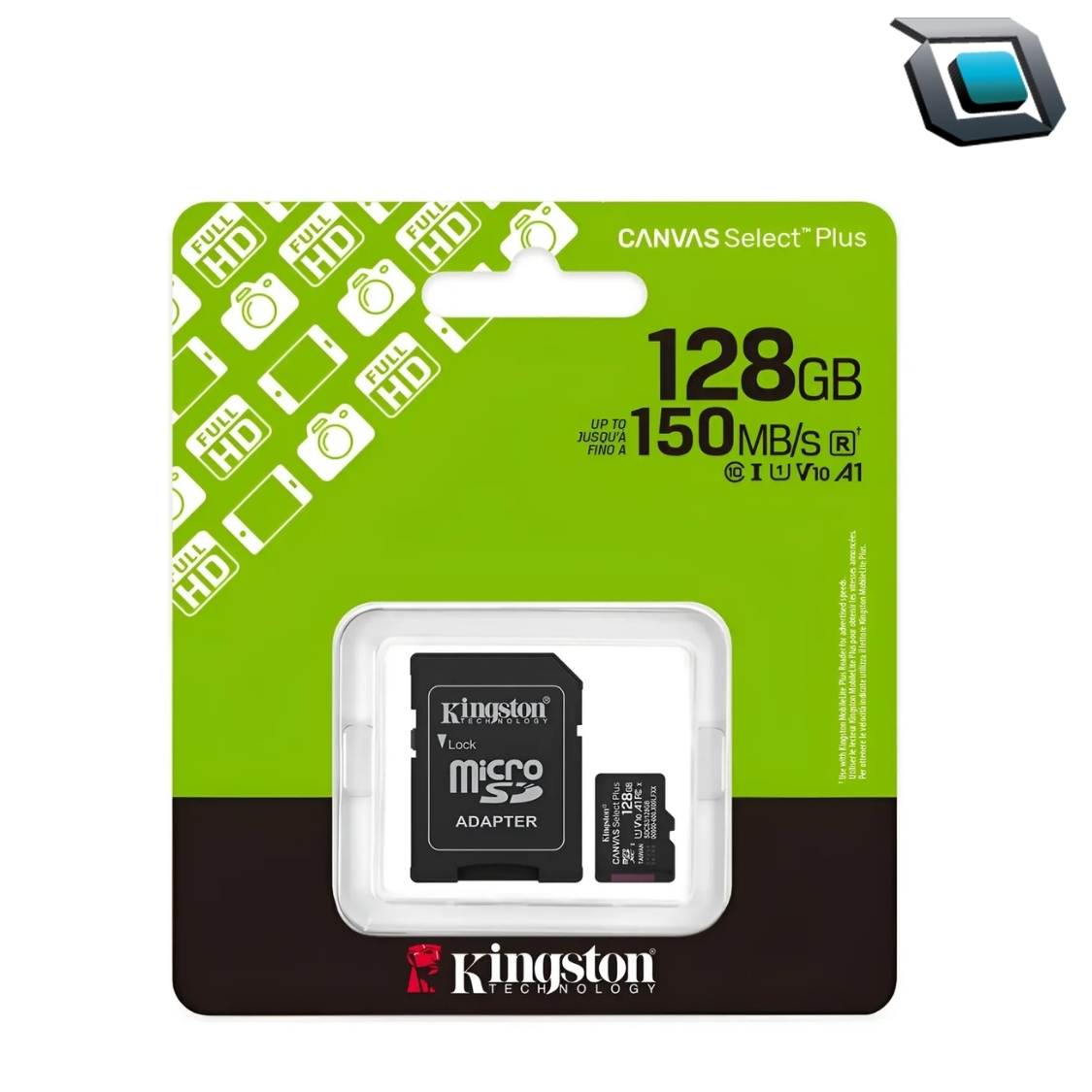 Tarjeta de memoria Kingston microSD 128GB Canvas Select Plus / 150Mbs con adaptador SD