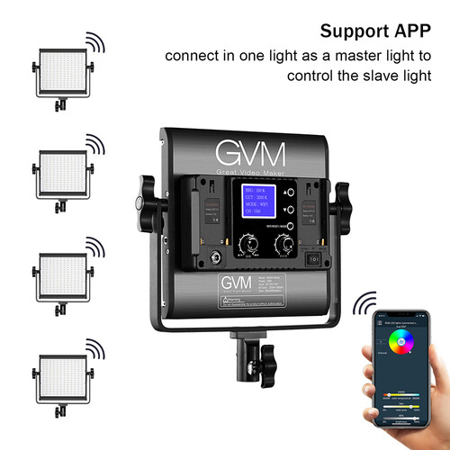Panel de luz LED GVM 800D-RGB para fotografía y video con iluminación RGB, temperatura de color ajustable y control de iluminación