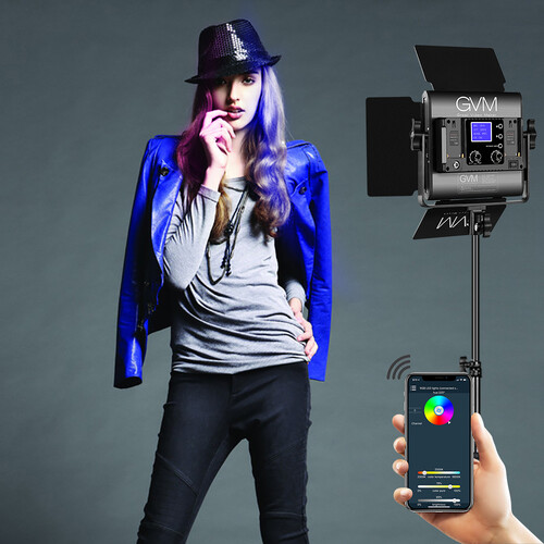 Panel de luz LED GVM 800D-RGB para fotografía y video con iluminación RGB, temperatura de color ajustable y control de iluminación