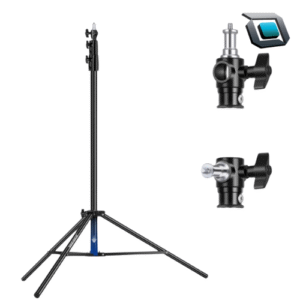 El NEEWER ST-260AC es un soporte de iluminación de hasta 260 cm de altura, diseñado para utilizarse con flashes, luces LED, modificadores y otros accesorios de fotografía y video. Su sistema de freno de aire permite realizar ajustes de altura de manera más controlada y ayuda a proteger el equipo durante el montaje.