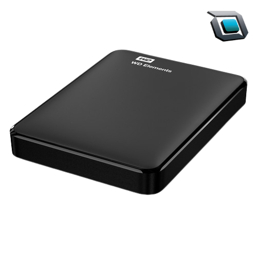 Disco duro externo portátil WD Elements de 2 TB con USB 3.0, compacto y ligero, ideal para almacenar fotografías, videos, documentos y copias de seguridad.