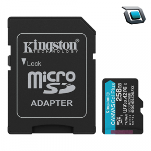 Tarjeta de memoria Kingston Canvas Go Plus microSD 256GB de hasta 200 MB/s con adaptador SD.