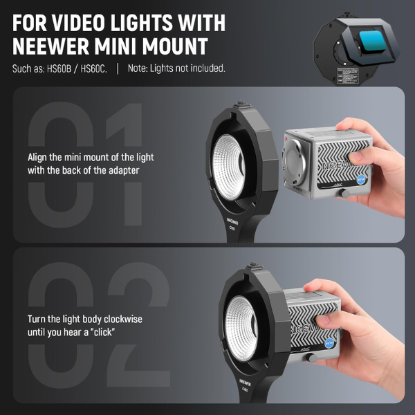 Accesorio NEEWER para configuraciones de iluminación en fotografía y video.